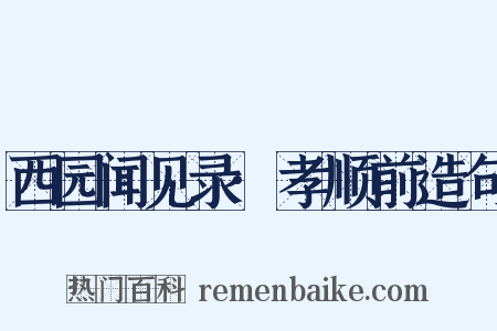 西园闻见录·孝顺前造句是什么意思的图片